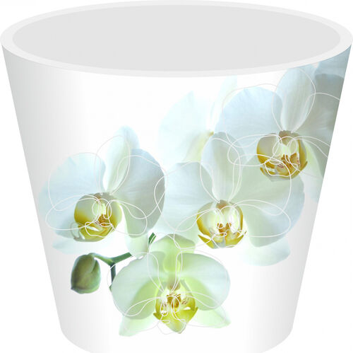 Кашпо для орхидей 1,6л ДЕКО/London Белая орхидея 160мм (двойной)
