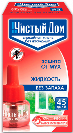 Жидкость Ликвид от мух  45 дней (80шт) Чистый дом
